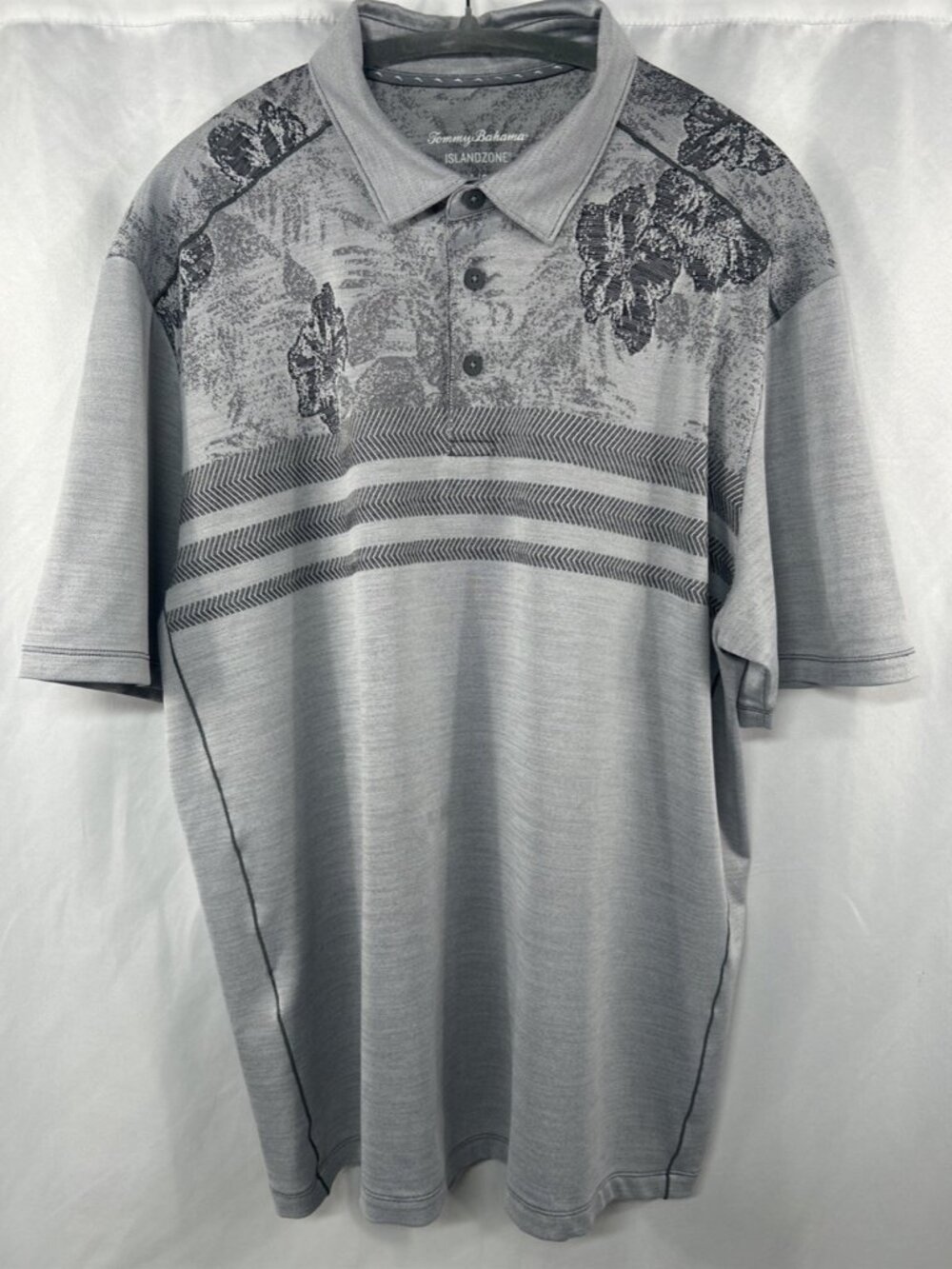 Tommy Bahama Island Zone Grey Casual Collared Polo Shirt Men's Large